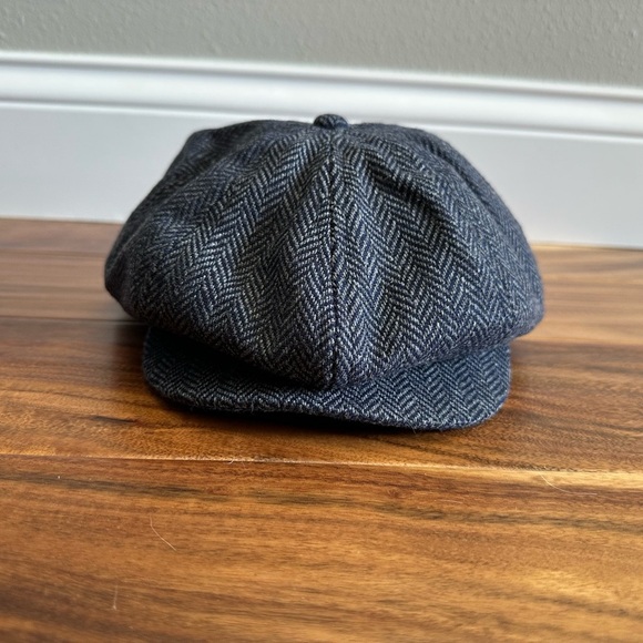 DPC Wool Blend Grey Herringbone Newsboy Scally Cap Flat Hat - Picture 1 of 4